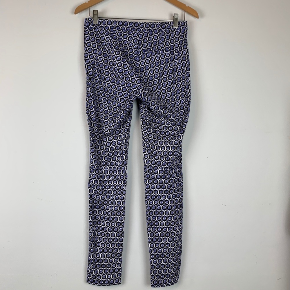 H&M Blue Geometric Cigarette Ankle Crop Pants Sz 6 - Picture 4 of 9